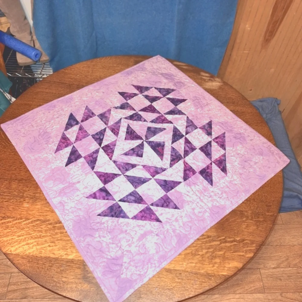 Handmade Geometric Triangle Purple Quilt, NWOT